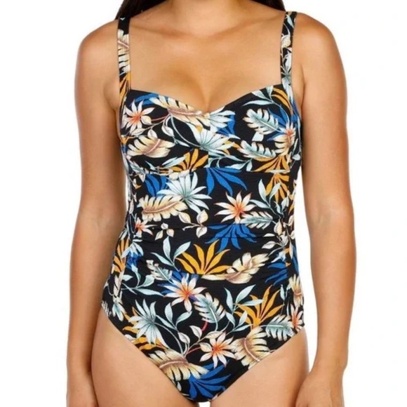 NipTuck Swim Louise Dukes Paradise Ruched One-Piece Swimsuit 10 - Picture 1 of 11